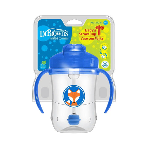 Primer Vaso con Pajilla con Agarradores 9oz AZUL (6m+)