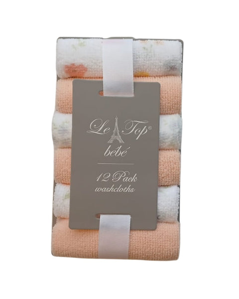 Paquete de 12 toallitas Le Top bebé multicolor, suaves y absorbentes para niñas.
