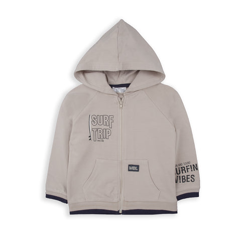 Sudadero Baby Bol con capucha, bolsas y zipper al frente con diseño de algodón color gris para niño