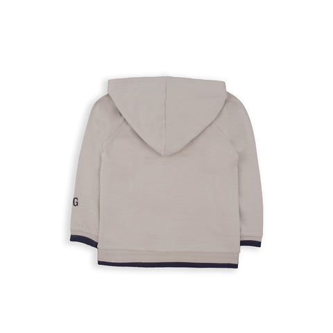 Sudadero Baby Bol con capucha, bolsas y zipper al frente con diseño de algodón color gris para niño