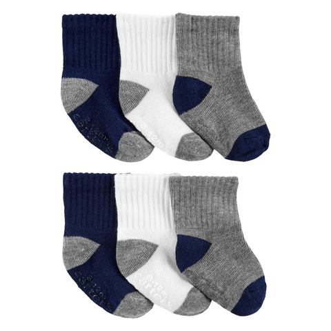 Calcetín Carters 6 packk azul marino gris y blanco niño