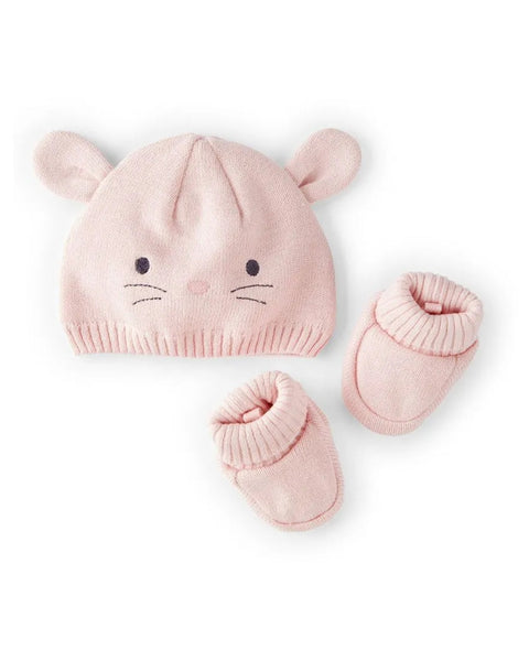 Caja de regalo Carters: gorrito y guantes diseño de conejo color rosado para niña