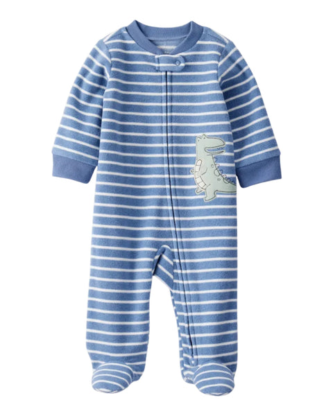Pijama Carters con pies y zipper diseño dinosaurio de fleece color azul para niño