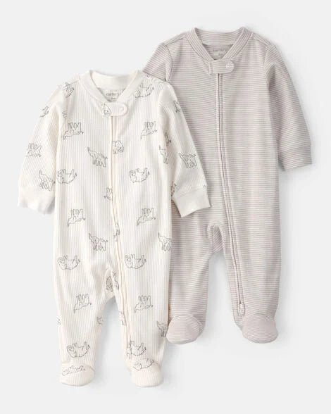 Set de 2 pijamas Carter's de algodón para niño, con diseño de elefantes y rayas. Comodidad.