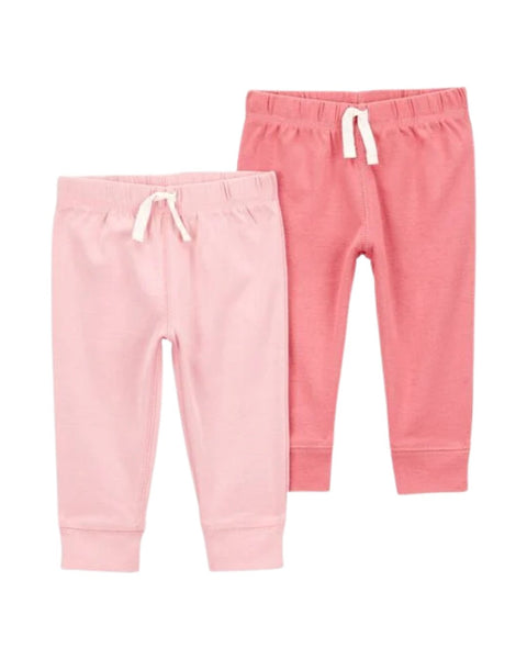 Set de 2 pantalones joggers Carter's de algodón suave en tonos rosados para bebé niña