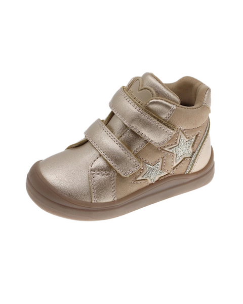 Bota Beppi con doble cincho de velcro suela antideslizante color oro para niña
