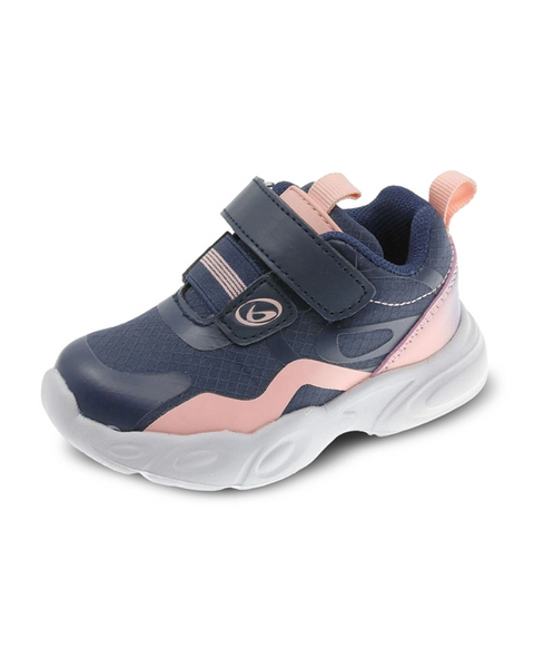 Zapatos Beppi tipo tenis con velcro azul y rosado, niña.