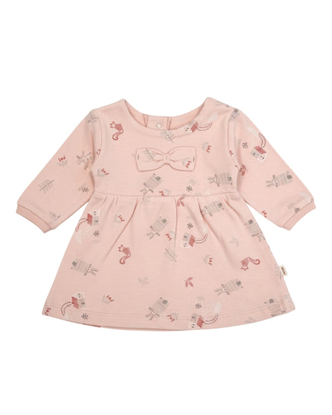 Vestido Baby Bol manga larga con estampado color palo rosa para niña