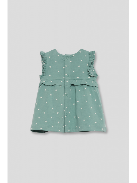 Vestido Street Monkey estampado corazones color verde para niña