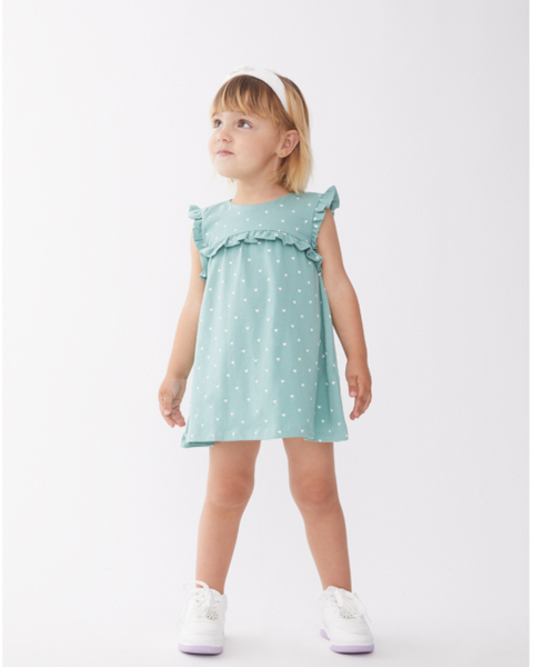 Vestido Street Monkey estampado corazones color verde para niña