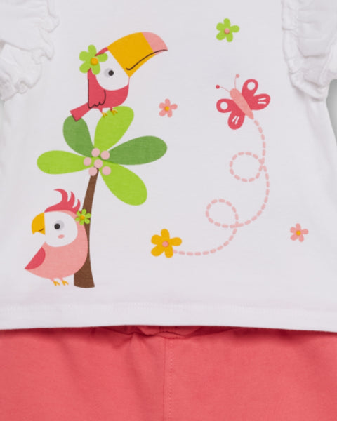Conjunto Street Monkey 2 piezas: blusa manga mariposa y pantaloneta multicolor para niña