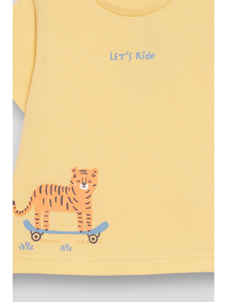T-shirt Street Monkey manga corta color amarillo para niño