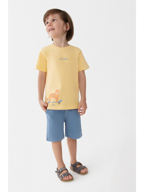 T-shirt Street Monkey manga corta color amarillo para niño