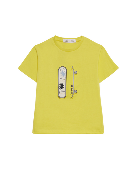 T-shirt Street Monkey manga corta color amarillo para niño