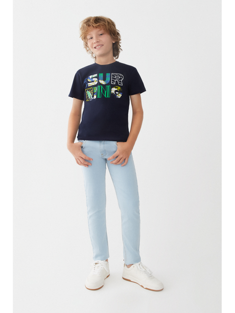 T-shirt Street Monkey manga corta color azul para niño