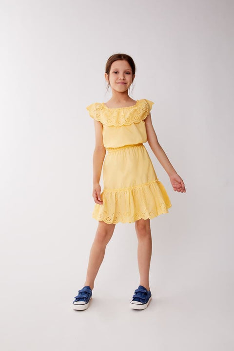 Vestido Street Monkey sin mangas color amarillo para niña