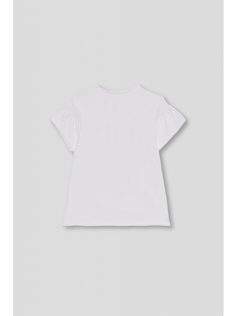 Blusa Street Monkey manga corta con diseño color blanco para niña