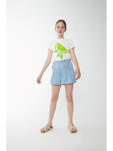 Blusa Street Monkey manga corta con diseño color blanco para niña