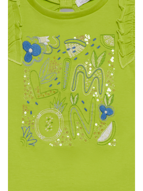 Blusa Street Monkey manga corta con diseño color verde para niña