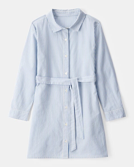 Vestido camisero Carters manga larga rayado multicolor para niña