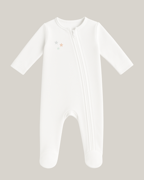 Pijama Kinder con pies y zipper color blanco