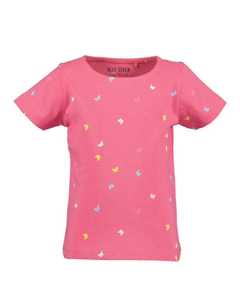 Blusa Blue Seven manga corta color rosado con estampado para niña