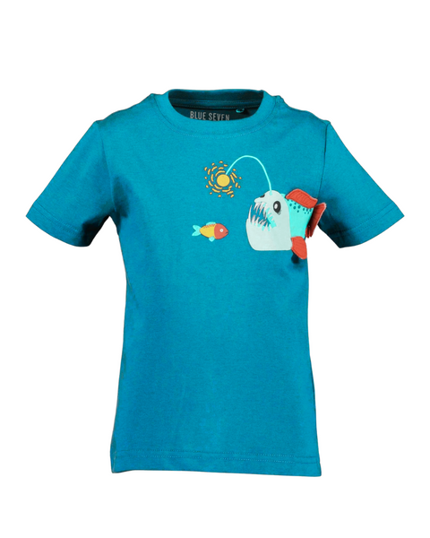 T-shirt Blue Seven manga corta diseño de pez color celeste para niño
