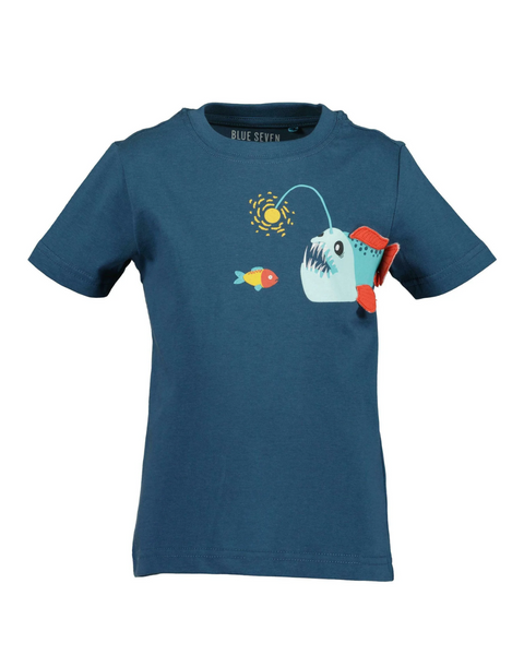 T-shirt Blue Seven manga corta diseño de pez color azul para niño