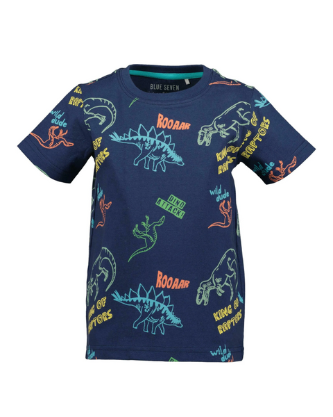 T-shirt Blue Seven manga corta condiseño de dinosaurios color azul para niño