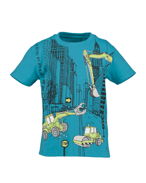 T-shirt Blue Seven manga corta diseño de construccion color celeste para niño