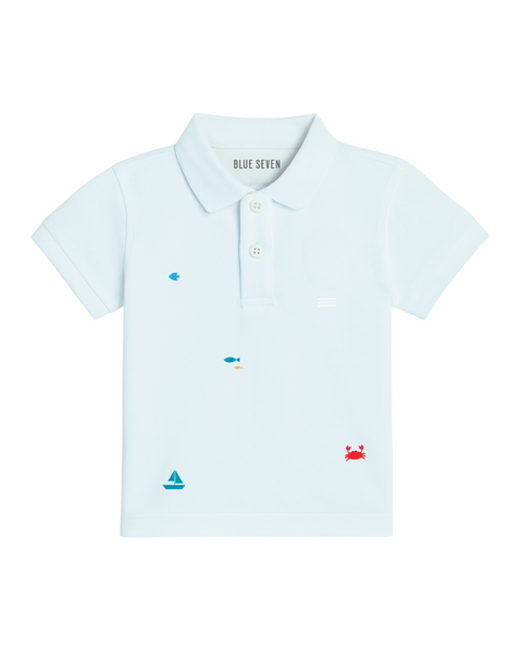 Camisa Polo Blue Seven manga corta color blanco para niño