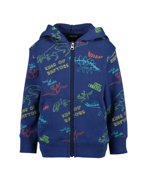 Hoodie Blue Seven diseño de dinosaurios color azul para niño