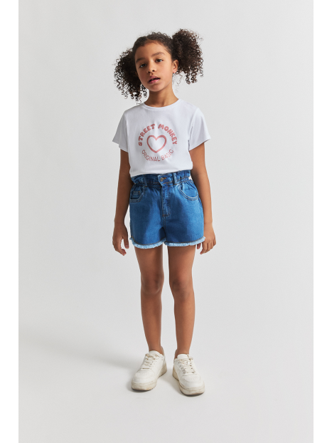 Blusa Street Monkey manga corta con diseño color blanco para niña