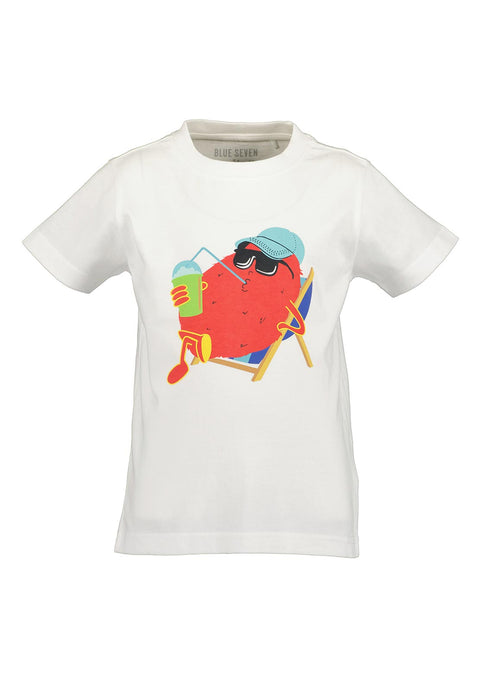 T-shirt Blue Seven manga corta con diseño de papa color blanco para niño