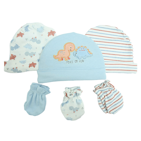 Set de Regalo 3 gorras y 3 guantes diseño de dinosaurios para niño