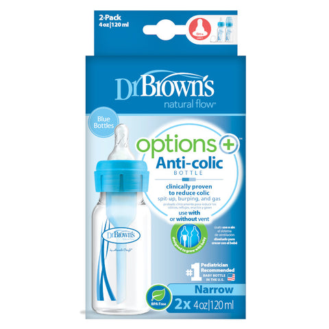 Dr Brown - Pacha Options + 4oz. Cuello Delgado, 2-pack, Color Azul