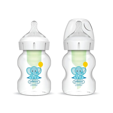 Pacha Options PLUS 5oz Cuello Ancho Diseño de Elefante, 2-pack