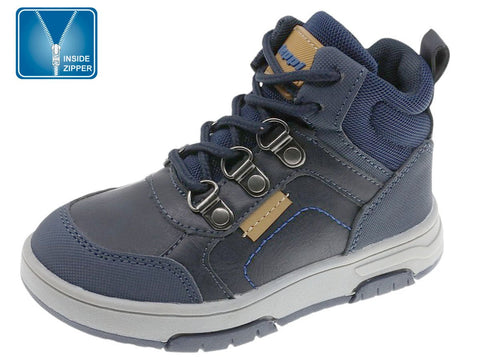 Bota Beppi para niño azul marino con cordones y cremallera, ideal para el día a día.