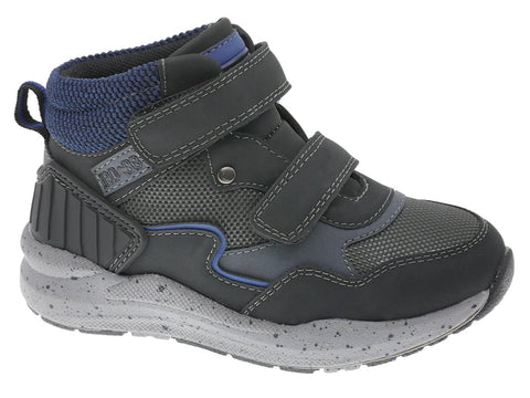 Bota Beppi infantil gris/azul con doble velcro, suela antideslizante de goma, resistente.