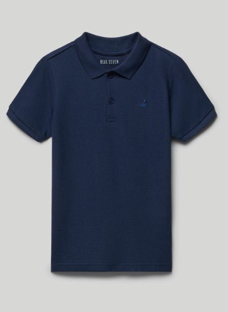 Polo azul marino de piqué Blue Seven para niño, con botones y logo bordado en el pecho izquierdo