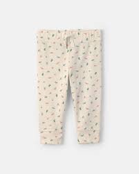 Pantalón de algodón para bebé con estampado de hojas en tonos beige y verde de Carter's.