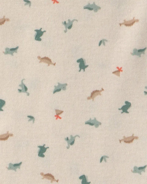 Estampado de dinosaurios de colores en mameluco blanco de algodón Carter's para bebé.