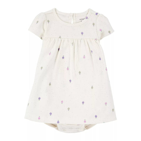Vestido con body Carters para bebé niña, manga corta y estampado de globos aerostáticos.