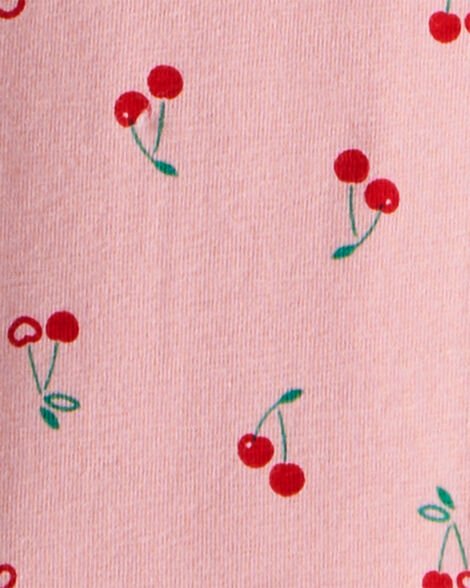 Estampado de pequeñas cerezas rojas en leggings rosados del conjunto Carters
