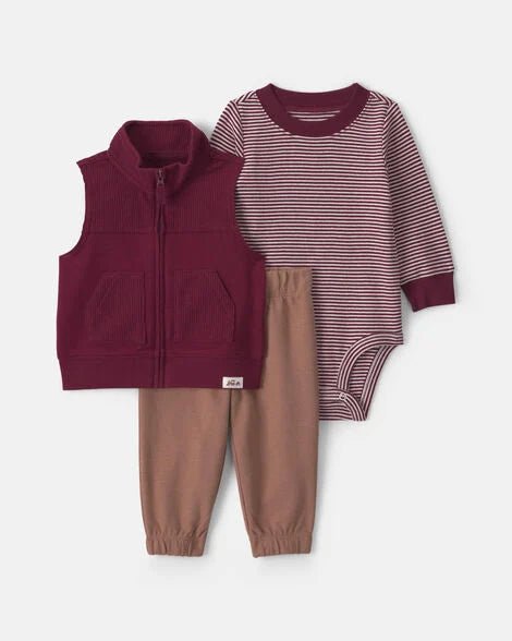 Conjunto con Chaleco 3 Piezas Carter's Algodón corinto para niño - Kinder Guatemala - Conjuntos