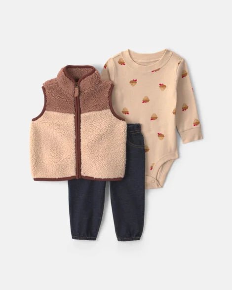 Conjunto con Chaleco 3 Piezas Carter's Algodón y Poliéster café para niño - Kinder Guatemala - Conjuntos