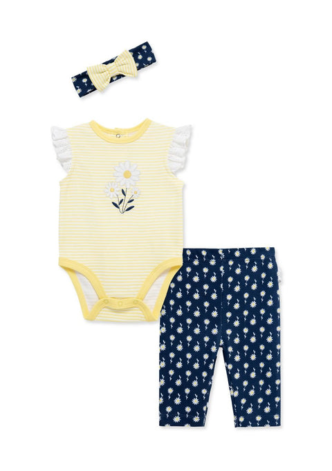 Conjunto de 3 piezas Little Me blusa body, leggins y banda para el cabello Daisy infant girl - Kinder Guatemala - Conjuntos