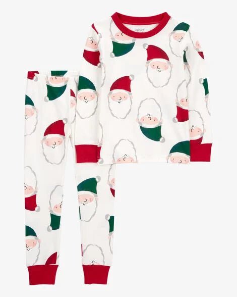 Conjunto de pijama Carters para bebé niño, 2 piezas, estampado navideño de Santa Claus, mangas y