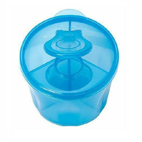 Dispensador de fórmula Dr. Brown's celeste para bebé, con tres compartimentos para leche.