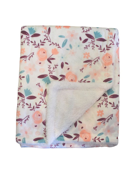 Frazada Baby Gear de Mink Sherpa floral multicolor para niña, ultra suave.